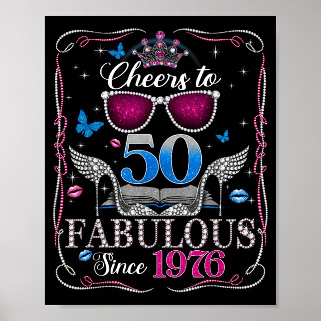 Póster 50th Birthday Women Cheers To 50 Years Fabulous Si (Frente)