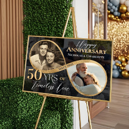 Póster 50th Happy Anniversary Then & Now Gold Infinity