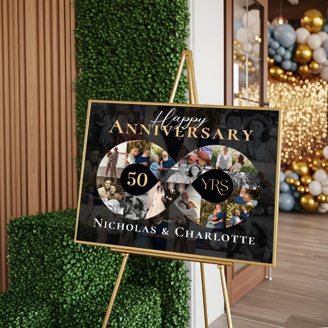 Póster 50th Wedding Anniversary Infinity Photo Collage (50th Wedding Anniversary Infinity Photo Collage Poster)