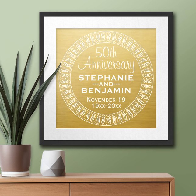 Póster 50th Wedding Anniversary Personalized gold (Anniversary Poster)
