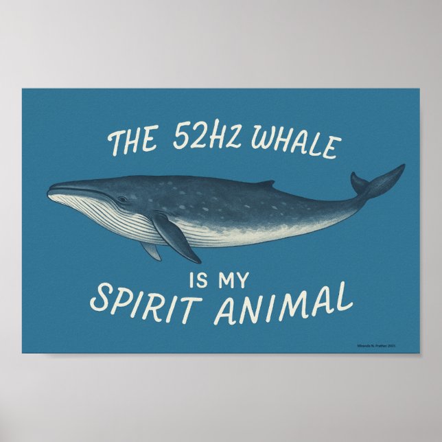 Póster 52HZ La Ballena Es Mi Poster Animal Espiritual (Frente)