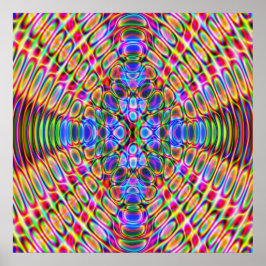 Póster 52x52 o Poster menor, azul rojo psicodélico