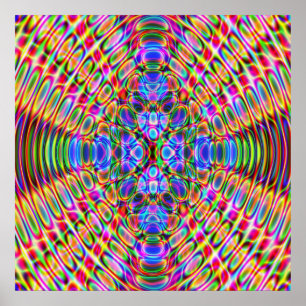 Póster 52x52 o Poster menor, azul rojo psicodélico
