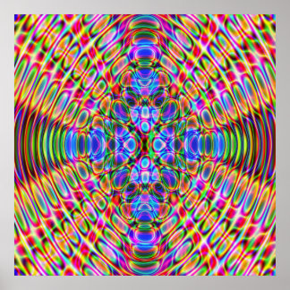 Póster 52x52 o Poster menor, azul rojo psicodélico