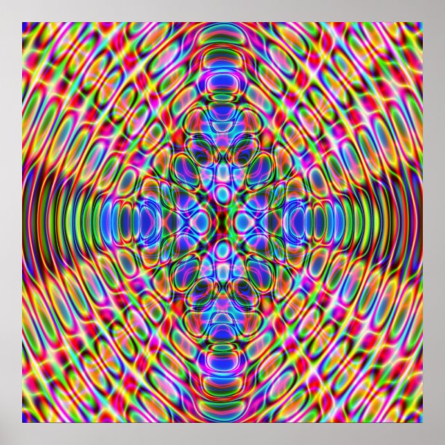 Póster 52x52 o Poster menor, azul rojo psicodélico (Frente)