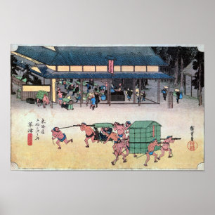 Póster 53. Kusatsu-juku, Hiroshige, Ukiyo-e