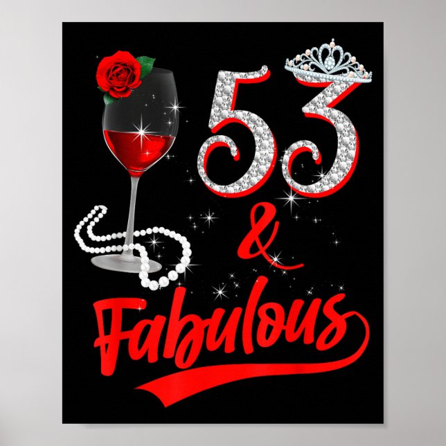 Póster 53 y fabulosa Reina Feliz cumpleaños 53 Rose Red (Frente)