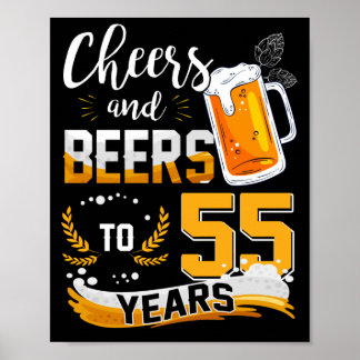 Póster 55 Alegres Y Cervezas De Fiesta A 55 Años