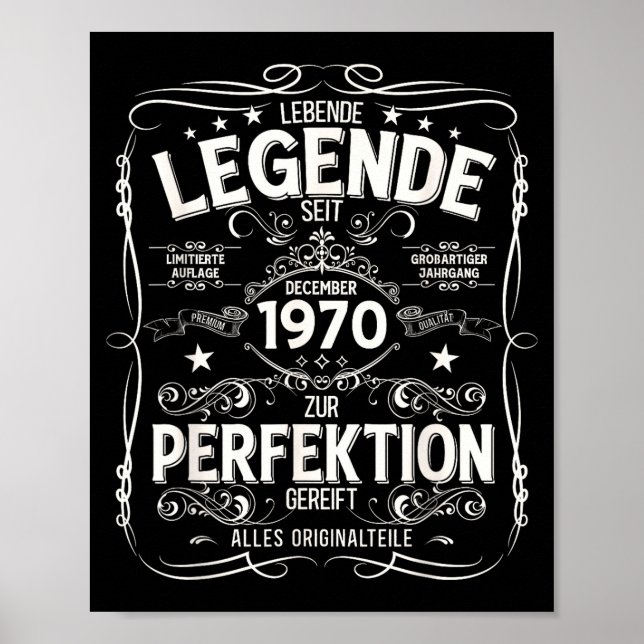 Póster 55th Birthday Gift Men Women Legend December 1970  (Frente)