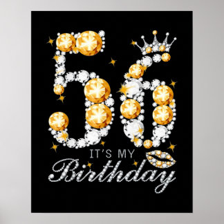 Póster 56.º cumpleaños High Heel Shoes Crown Diamond