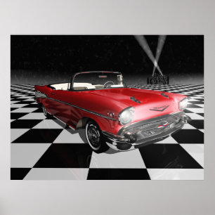 Póster '57 Chevy en el tablero de damas