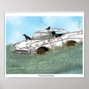 Póster 57 Chevy fuera de la Pastura.