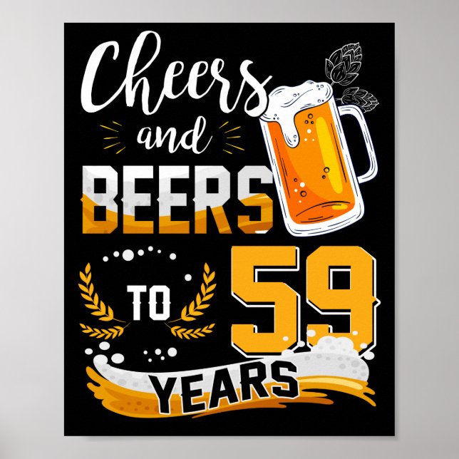 Póster 59 Alegres De Fiesta De Cumpleaños Y Cervezas A 59 (Frente)