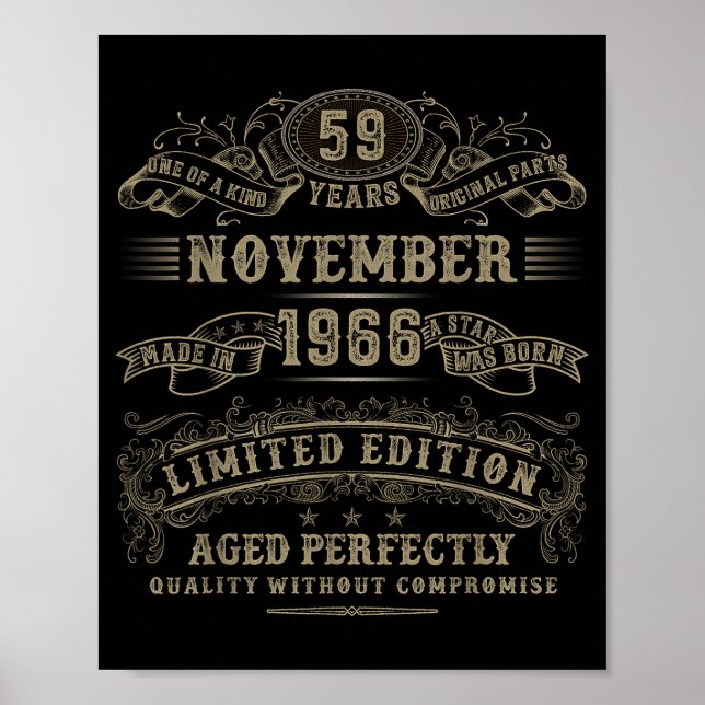 Póster 59 Year Old 59th Bday November 1966 Limited Editio (Frente)