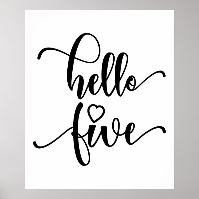 Póster 5.ª Chica de cumpleaños Hola niño de 5 años (Frente)