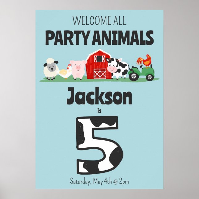 Póster 5.ª granja de animales Fiestas de bienvenida (Frente)