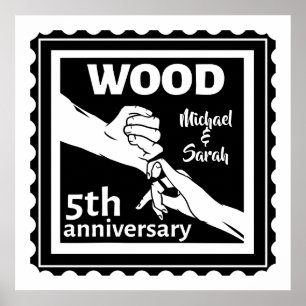 Póster 5.º aniversario Boda tomando de la mano lo tradici