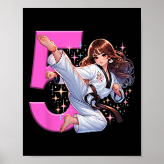 Póster 5.º Chica de cumpleaños Fiesta de Artes Marciales 