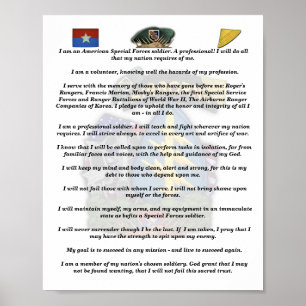 Póster 5.º credo de las fuerzas especiales Green Berets v