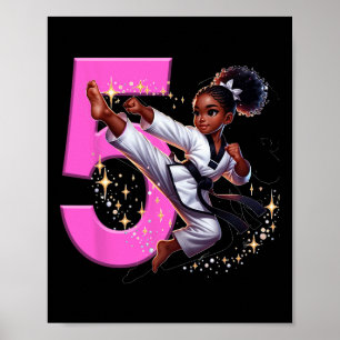 Póster 5.º cumpleaños Fiesta de Artes Marciales Chica Neg