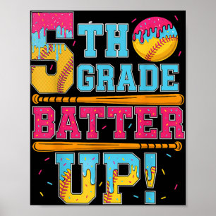 Póster 5 º grado Batter Up Softball Basketball B