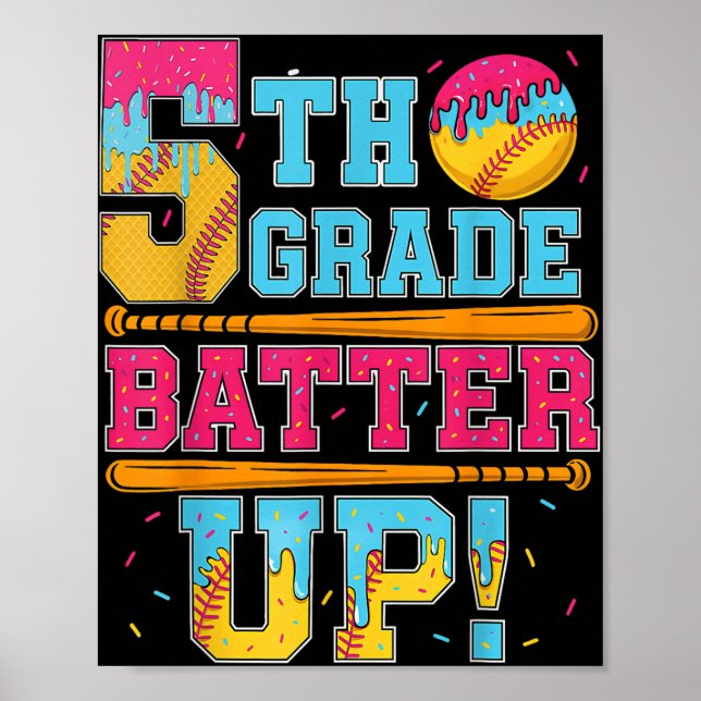 Póster 5 º grado Batter Up Softball Basketball B (Frente)