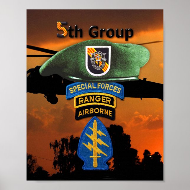 Póster 5.º Grupo de Fuerzas Especiales SFG SF Veterans LR (Frente)