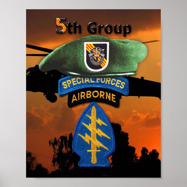 Póster 5.º Grupo de Fuerzas Especiales SFG SF Veterans LR (Frente)