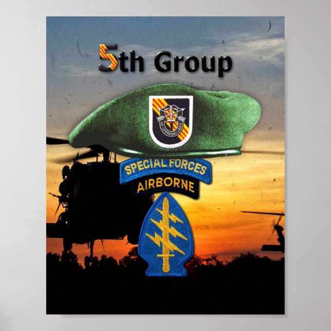 Póster 5.º Grupo de Fuerzas Especiales SFGA Veteranos Vet (Frente)