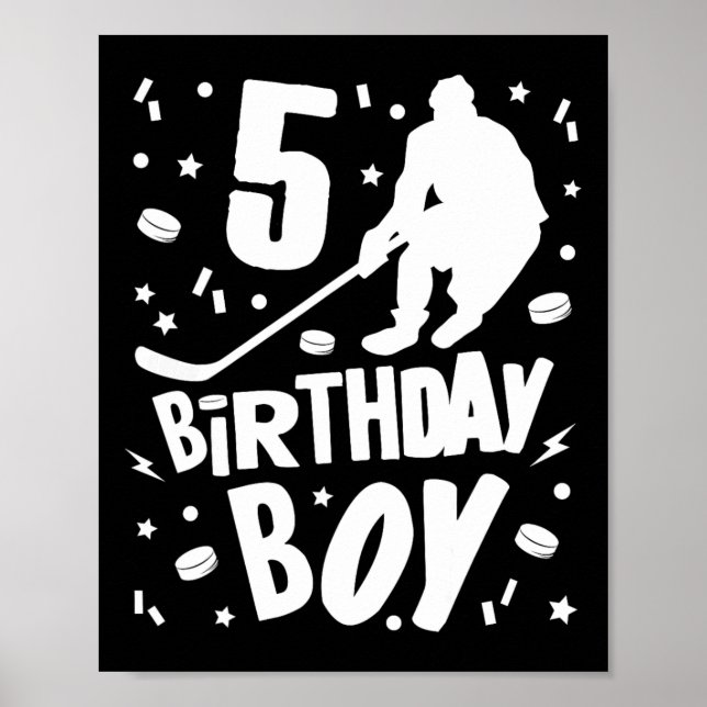 Póster 5.º Nacimiento Niños de Hockey sobre Hielo Fiesta  (Frente)