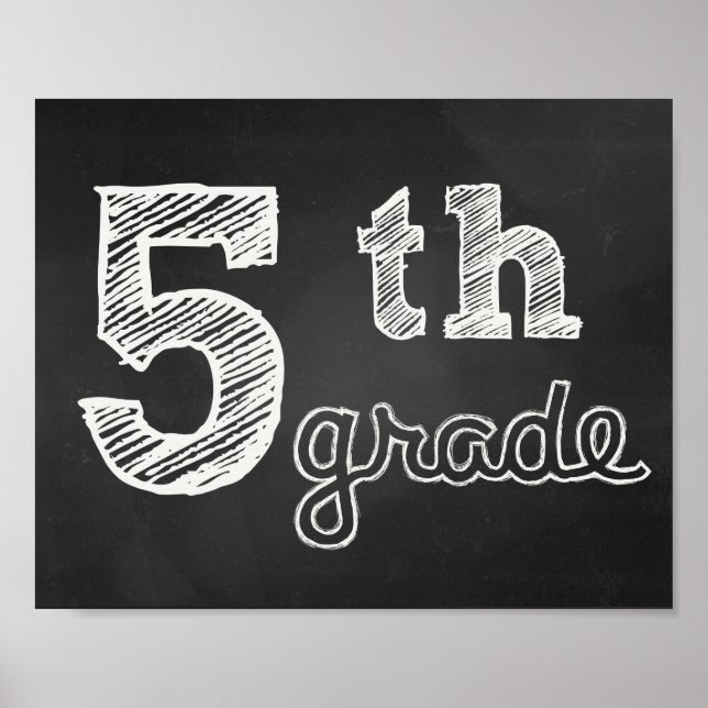 Póster 5.º Rótulo de grado - Chalkboard (Frente)