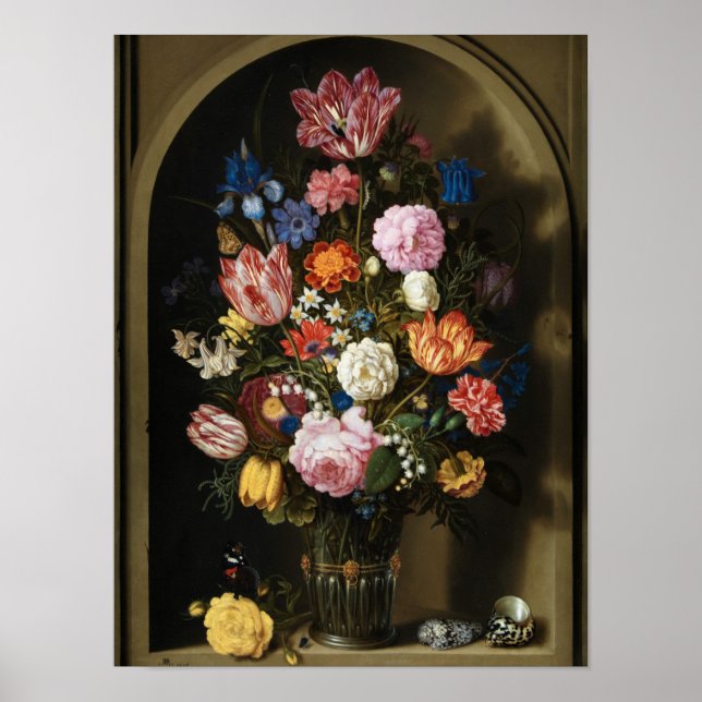 Póster 5-Ambrosius Bosschaert el Viejo Bouquet de Flores (Frente)