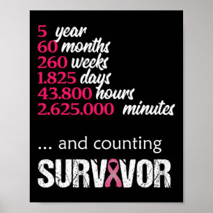Póster 5 años de sobreviviente de cáncer de mama regalo d
