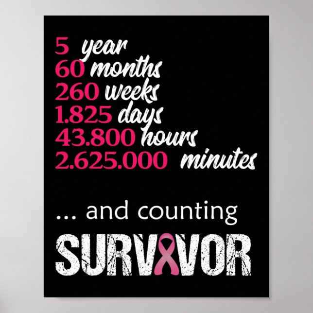Póster 5 años de sobreviviente de cáncer de mama regalo d (Frente)