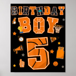 Póster 5 años Fiesta de baloncesto 5 años