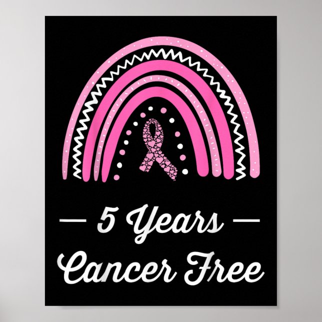 Póster 5 años Sobreviviente libre de cáncer de mama (Frente)