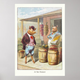 Póster 5 Cerditos: En el mercado