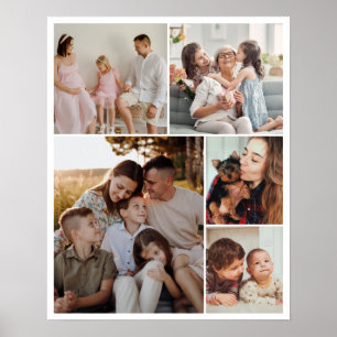 Póster 5 Collage de Fotos Personalizado Cuadrícula de Imá