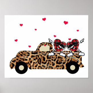 Póster 5 Corazones de Cuadro de Búfalo en Camioneta de Le