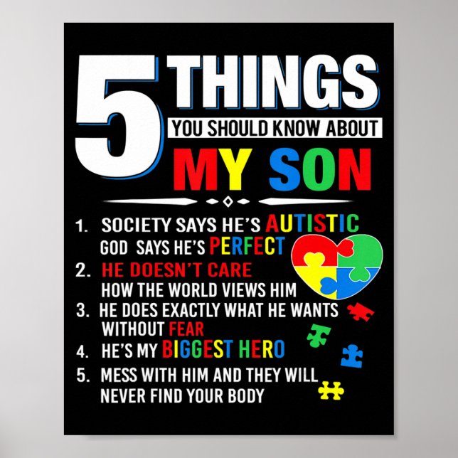 Póster 5 cosas que deberías conocer sobre el autismo de m (Frente)