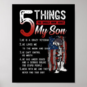 Póster 5 cosas que deberías saber sobre mi hijo. Está loc