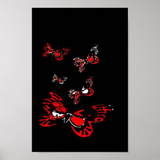 Póster 5 mariposas rojas