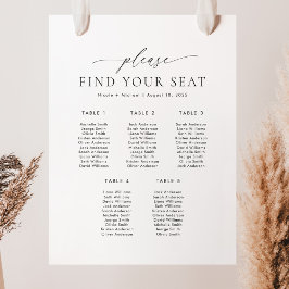 Póster 5 Mesas Por Favor Encuentre Su Asiento Gráfico de