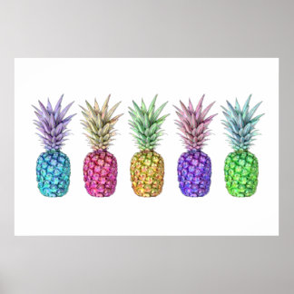 Póster 5 Pop Art Pineapples Print