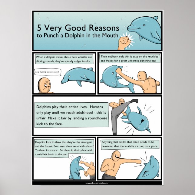 Póster 5 razones para golpear a un delfín en la boca (Frente)