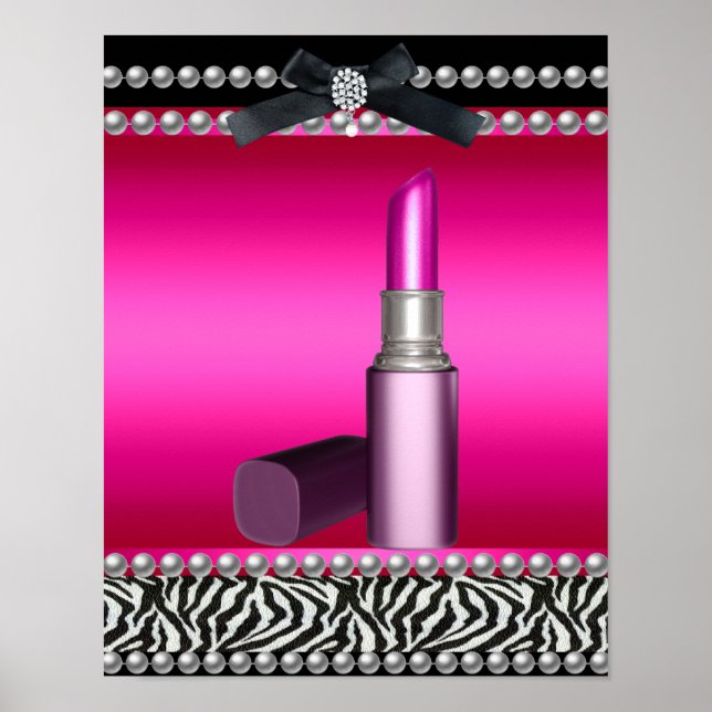 Póster 5 Stephanie Banner Rosa Caliente Cebra Leopardo (Frente)