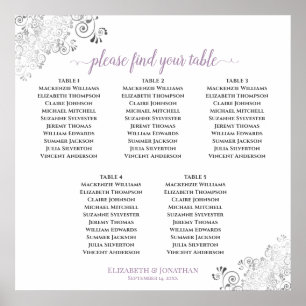 Póster 5 Tabla de asientos Boda de encaje de mesa Lavanda