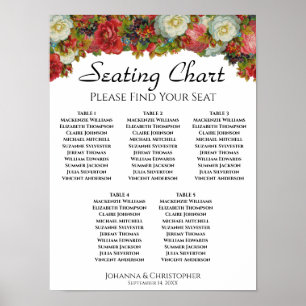 Póster 5 Tabla Flores otoñales Tabla de asientos Boda