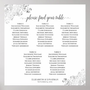 Póster 5 Tabla Sillones de Boda simple Tabla de asientos 