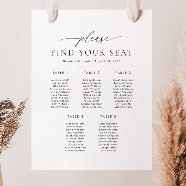 Póster 5 Tablas Por Favor Encuentre Su Tabla De Asientos (Subido por el creador)